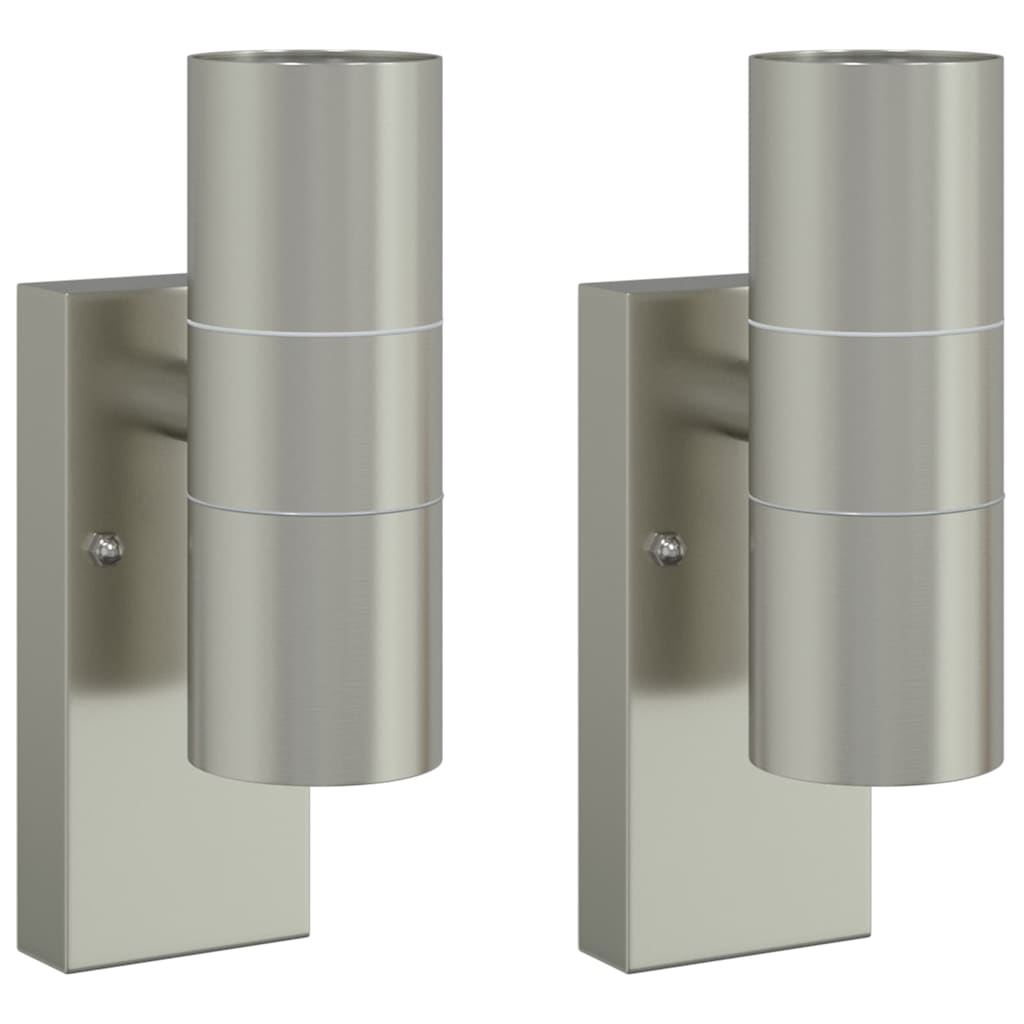 Buiten Wandlamp 2 pcs Zilver 7 x 10 x 22 cm RVS en Glas