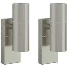 Buiten Wandlamp 2 pcs Zilver 7 x 10 x 22 cm RVS en Glas