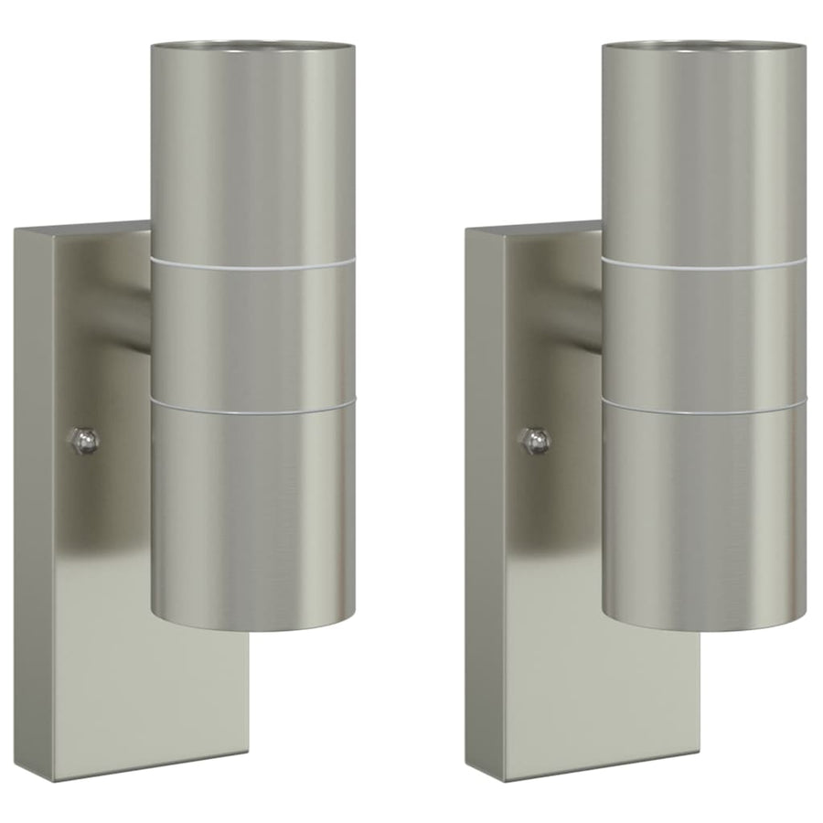 Buiten Wandlamp 2 pcs Zilver 7 x 10 x 22 cm RVS en Glas