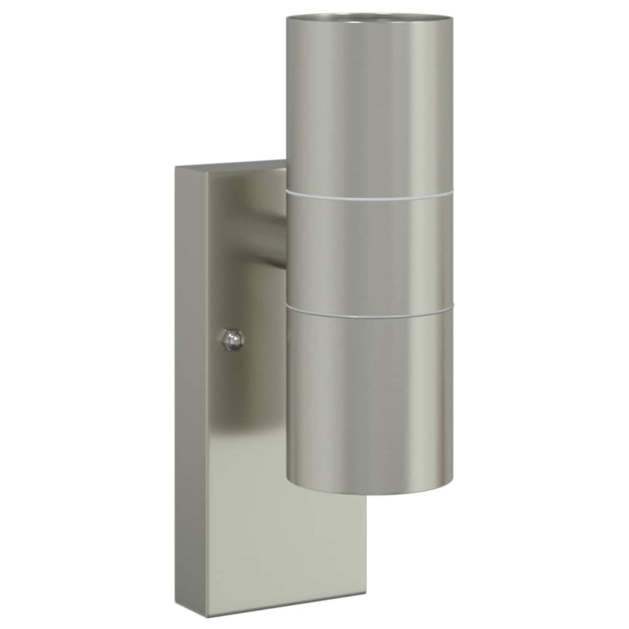 Buiten Wandlamp 2 pcs Zilver 7 x 10 x 22 cm RVS en Glas