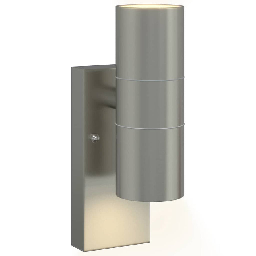 Buiten Wandlamp 2 pcs Zilver 7 x 10 x 22 cm RVS en Glas