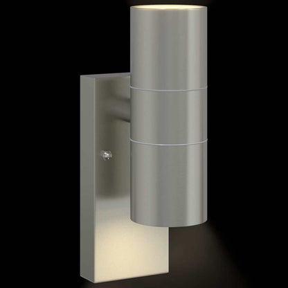 Buiten Wandlamp 2 pcs Zilver 7 x 10 x 22 cm RVS en Glas