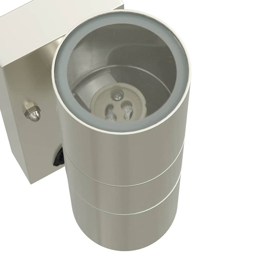 Buiten Wandlamp 2 pcs Zilver 7 x 10 x 22 cm RVS en Glas