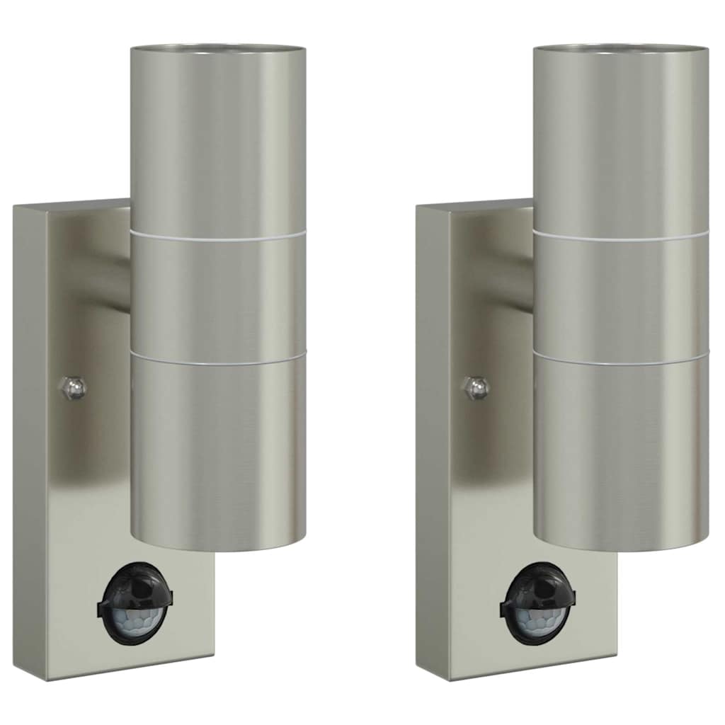 Buiten Wandlamp 2 pcs Zilver 7 x 10 x 22 cm RVS en Glas