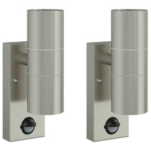 Buiten Wandlamp 2 pcs Zilver 7 x 10 x 22 cm RVS en Glas