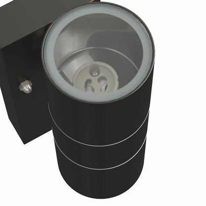 Buiten Wandlamp 2 pcs Zwart 7 x 10 x 22 cm RVS en Glas