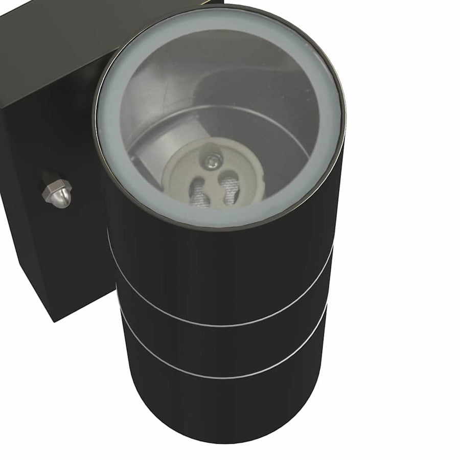 Buiten Wandlamp 2 pcs Zwart 7 x 10 x 22 cm RVS en Glas