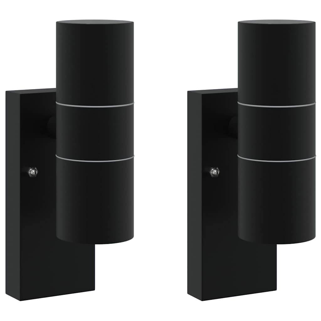 Buiten Wandlamp 2 pcs Zwart 7 x 10 x 22 cm RVS en Glas