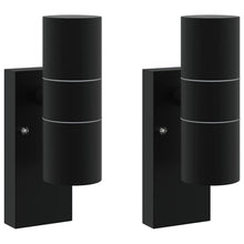Buiten Wandlamp 2 pcs Zwart 7 x 10 x 22 cm RVS en Glas