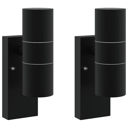 Buiten Wandlamp 2 pcs Zwart 7 x 10 x 22 cm RVS en Glas