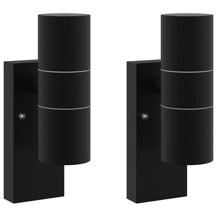 Buiten Wandlamp 2 pcs Zwart 7 x 10 x 22 cm RVS en Glas