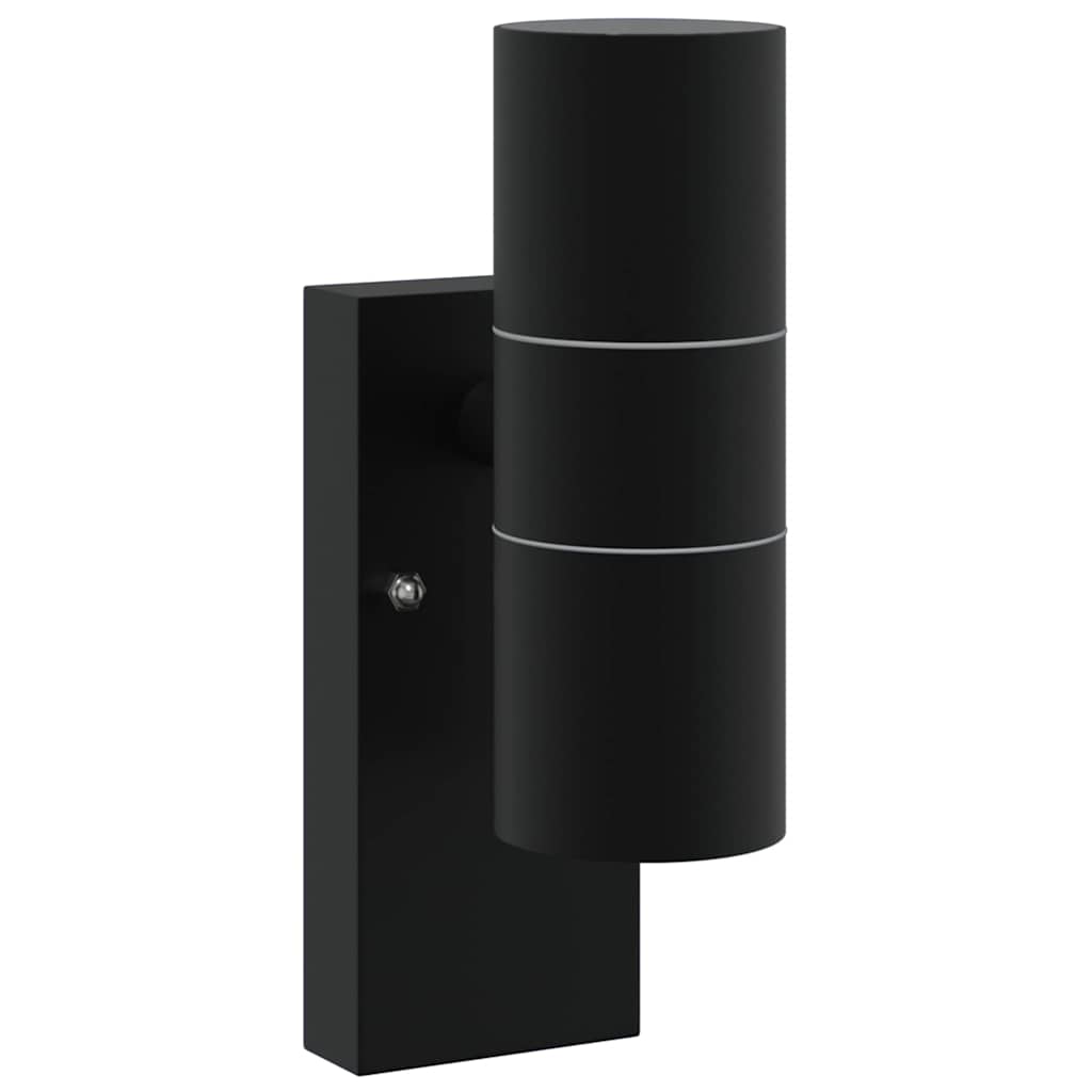 Buiten Wandlamp 2 pcs Zwart 7 x 10 x 22 cm RVS en Glas