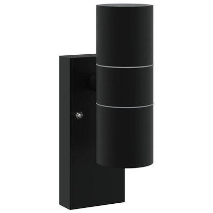 Buiten Wandlamp 2 pcs Zwart 7 x 10 x 22 cm RVS en Glas