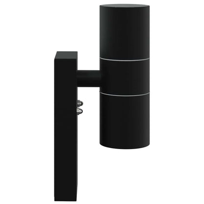 Buiten Wandlamp 2 pcs Zwart 7 x 10 x 22 cm RVS en Glas