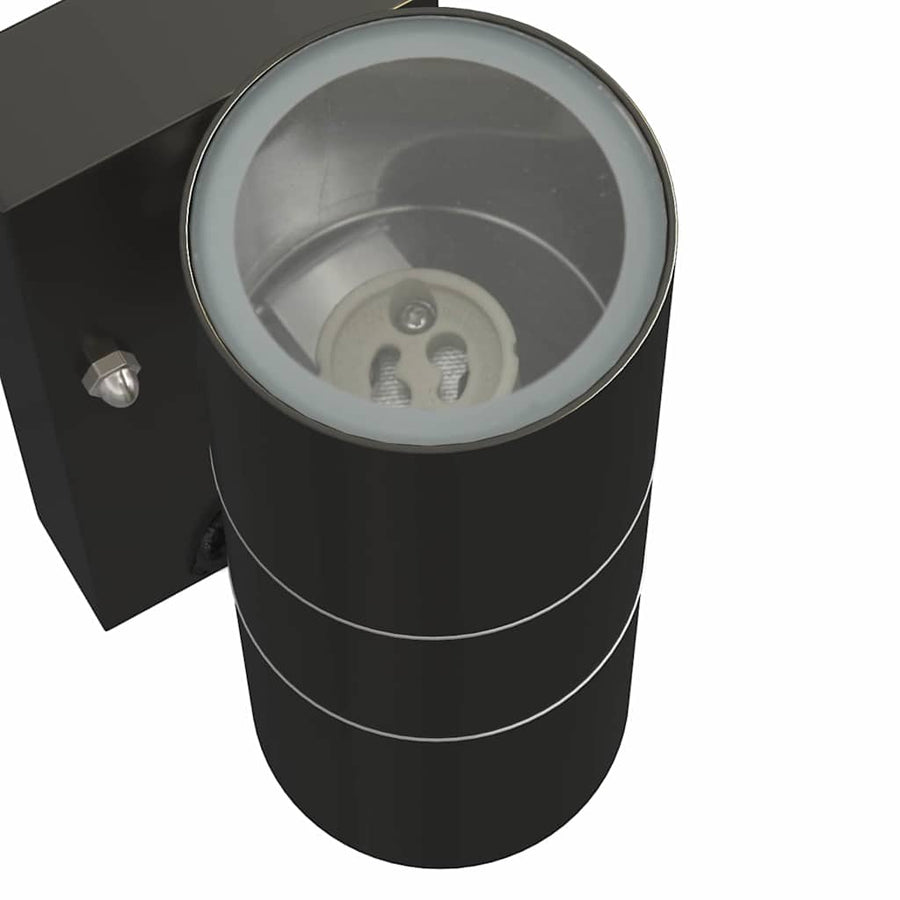 Buiten Wandlamp Zwart 7 x 10 x 22 cm RVS en Glas