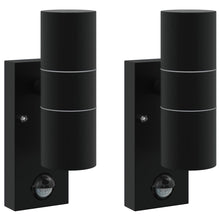 Buiten Wandlamp 2 pcs Zwart 7 x 10 x 22 cm RVS en Glas