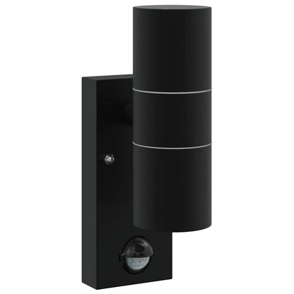 Buiten Wandlamp 2 pcs Zwart 7 x 10 x 22 cm RVS en Glas