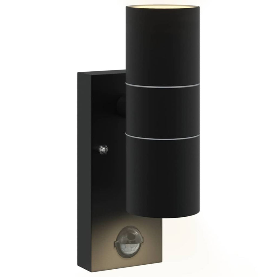 Buiten Wandlamp 2 pcs Zwart 7 x 10 x 22 cm RVS en Glas