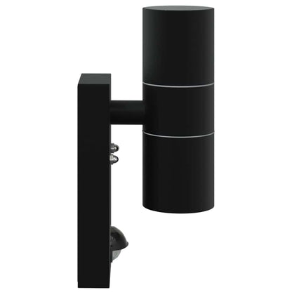 Buiten Wandlamp 2 pcs Zwart 7 x 10 x 22 cm RVS en Glas
