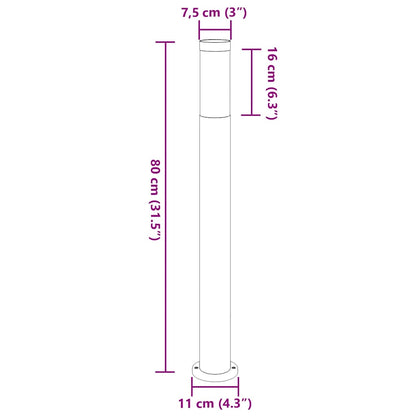 Bolderverlichting 3 stuks 80 cm RVS IP44
