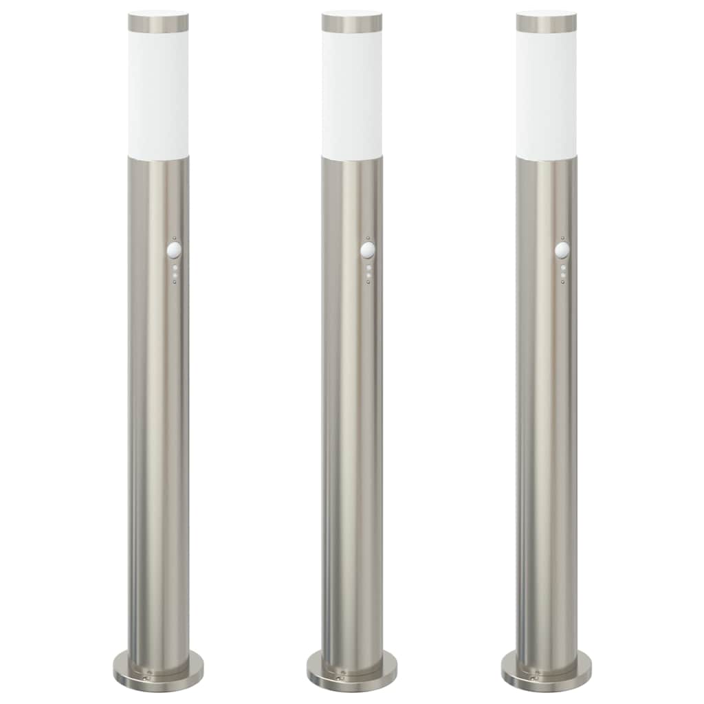 Bolderverlichting met sensor 3 stuks 80 cm RVS IP44