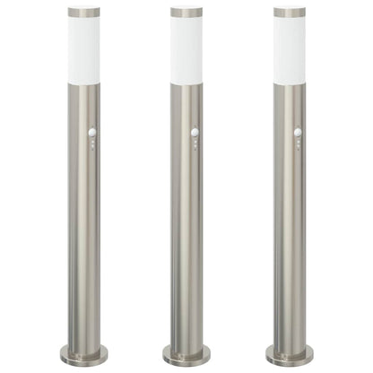 Bolderverlichting met sensor 3 stuks 80 cm RVS IP44