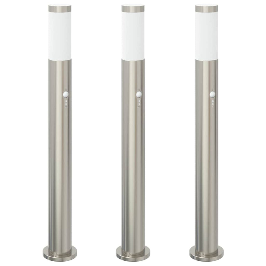 Bolderverlichting met sensor 3 stuks 80 cm RVS IP44