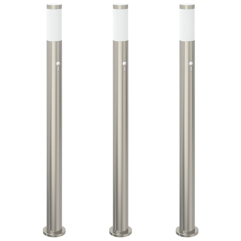 Bolderverlichting met sensor 3 stuks 110 cm RVS IP44