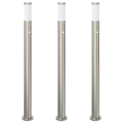 Bolderverlichting met sensor 3 stuks 110 cm RVS IP44