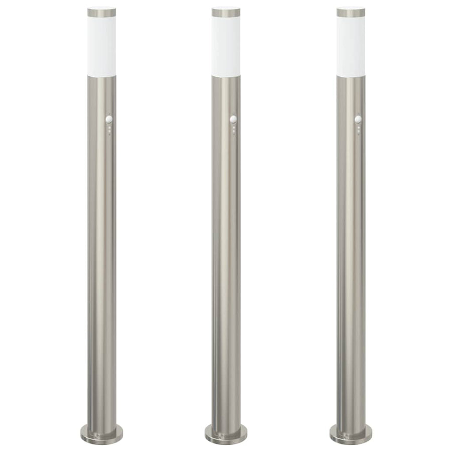 Bolderverlichting met sensor 3 stuks 110 cm RVS IP44