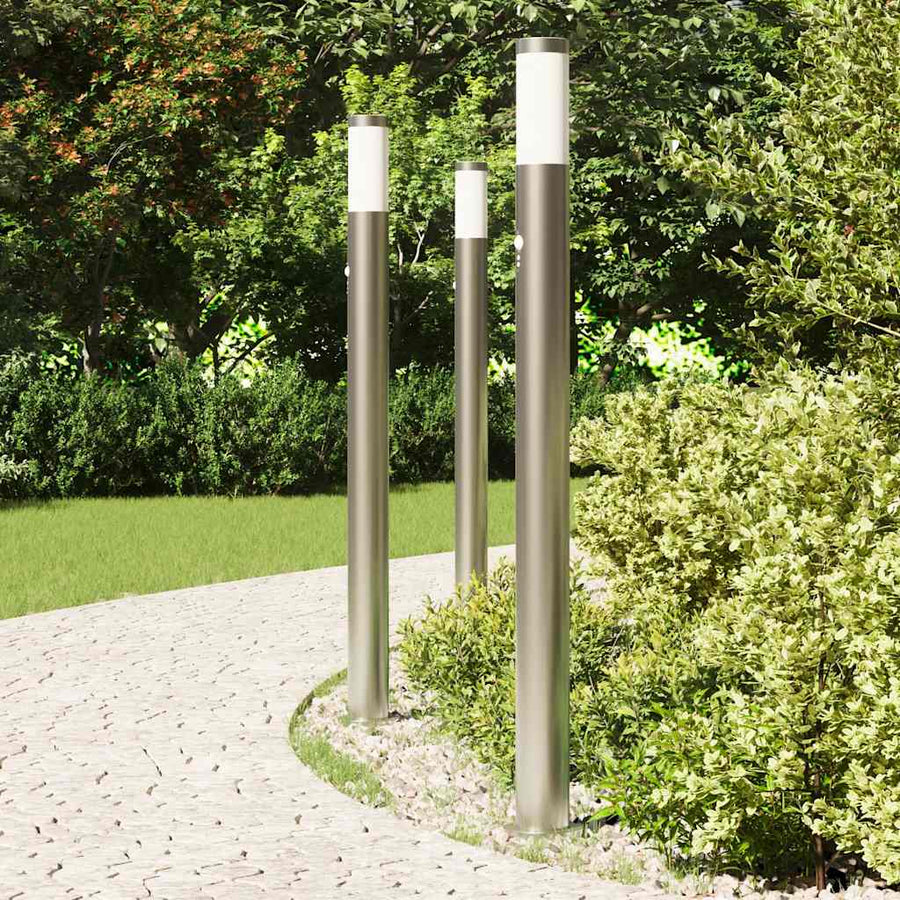 Bolderverlichting met sensor 3 stuks 110 cm RVS IP44