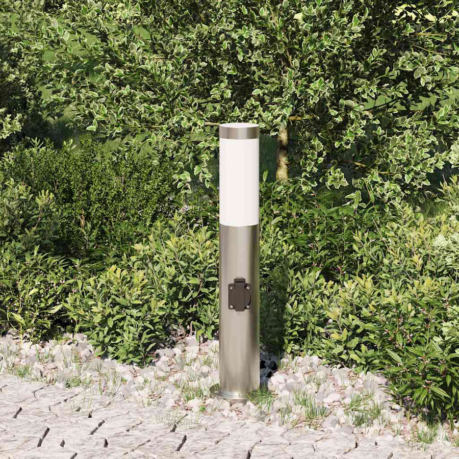Bolderarmatuur met stopcontact 50 cm RVS IP44
