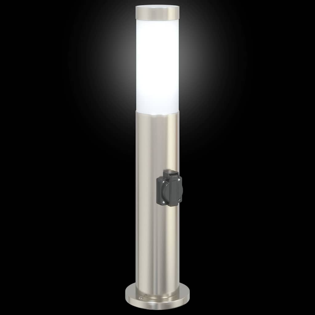 Bolderverlichting met stopcontact 3 stuks 50 cm roestvrij staal IP44