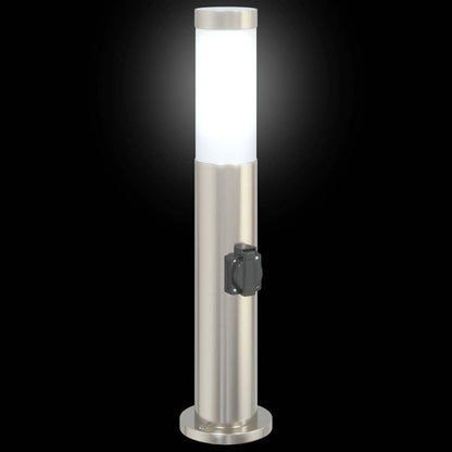 Bolderverlichting met stopcontact 3 stuks 50 cm roestvrij staal IP44