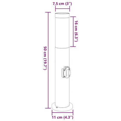 Bolderverlichting met stopcontact 3 stuks 50 cm roestvrij staal IP44