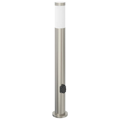 Bolderarmatuur met stopcontact 80 cm RVS IP44
