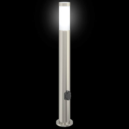 Bolderarmatuur met stopcontact 80 cm RVS IP44