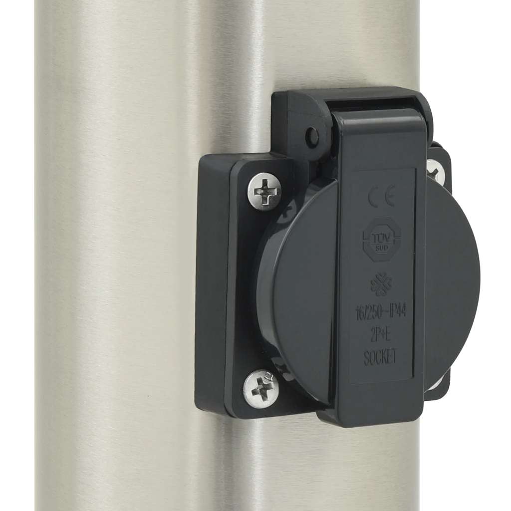 Bolderarmatuur met stopcontact 80 cm RVS IP44
