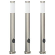 Bolderverlichting met stopcontact 3 stuks 80 cm roestvrij staal IP44