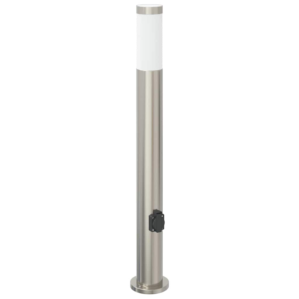 Bolderverlichting met stopcontact 3 stuks 80 cm roestvrij staal IP44