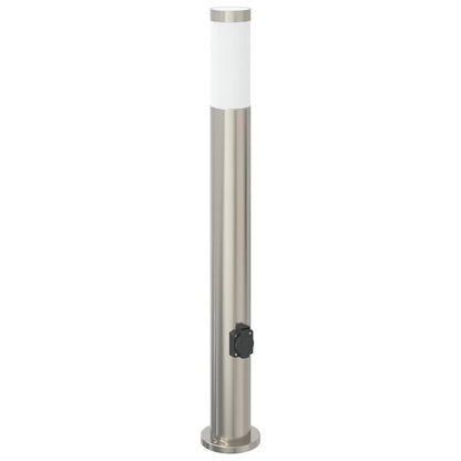 Bolderverlichting met stopcontact 3 stuks 80 cm roestvrij staal IP44