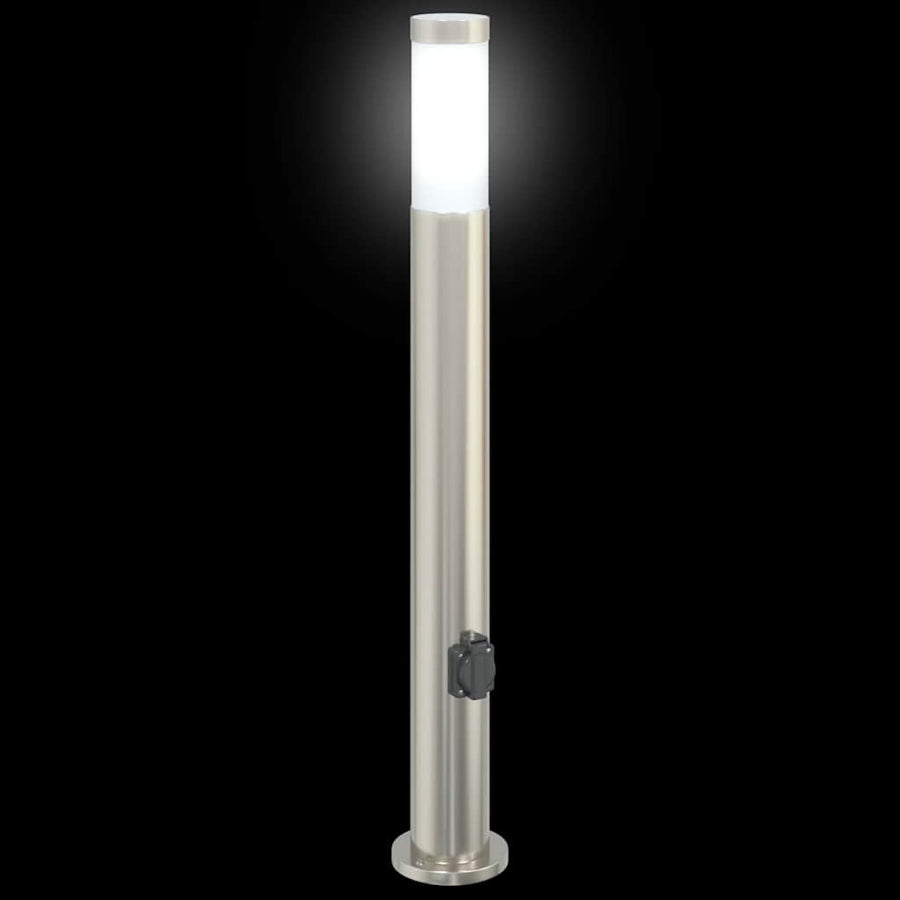Bolderverlichting met stopcontact 3 stuks 80 cm roestvrij staal IP44