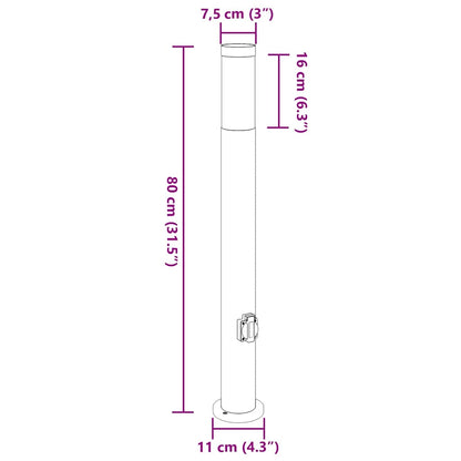 Bolderverlichting met stopcontact 3 stuks 80 cm roestvrij staal IP44