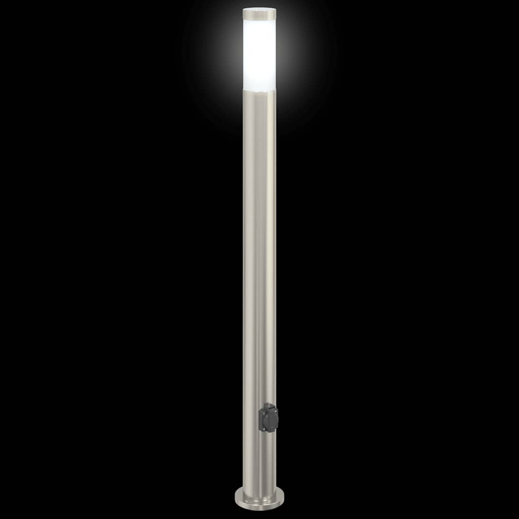 Bolderarmatuur met stopcontact 110 cm RVS IP44