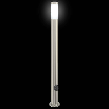 Bolderarmatuur met stopcontact 110 cm RVS IP44