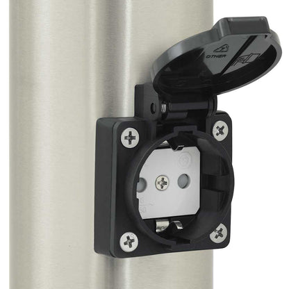 Bolderarmatuur met stopcontact 110 cm RVS IP44