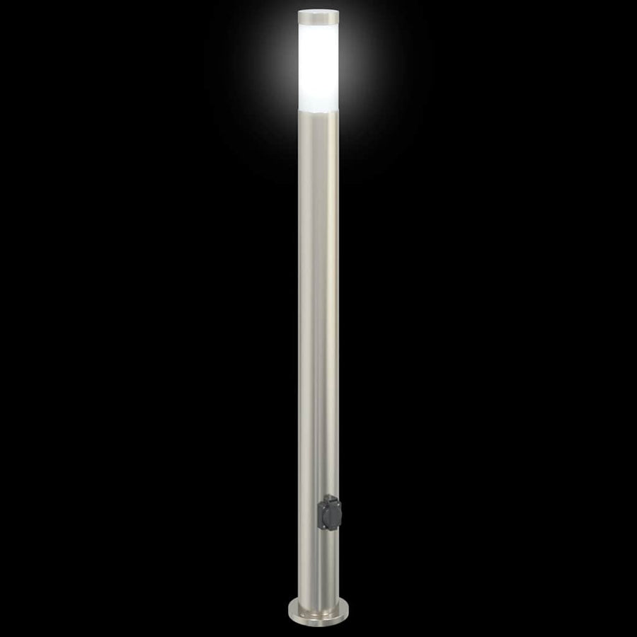 Bolderverlichting met stopcontact 3 stuks 110 cm roestvrij staal IP44