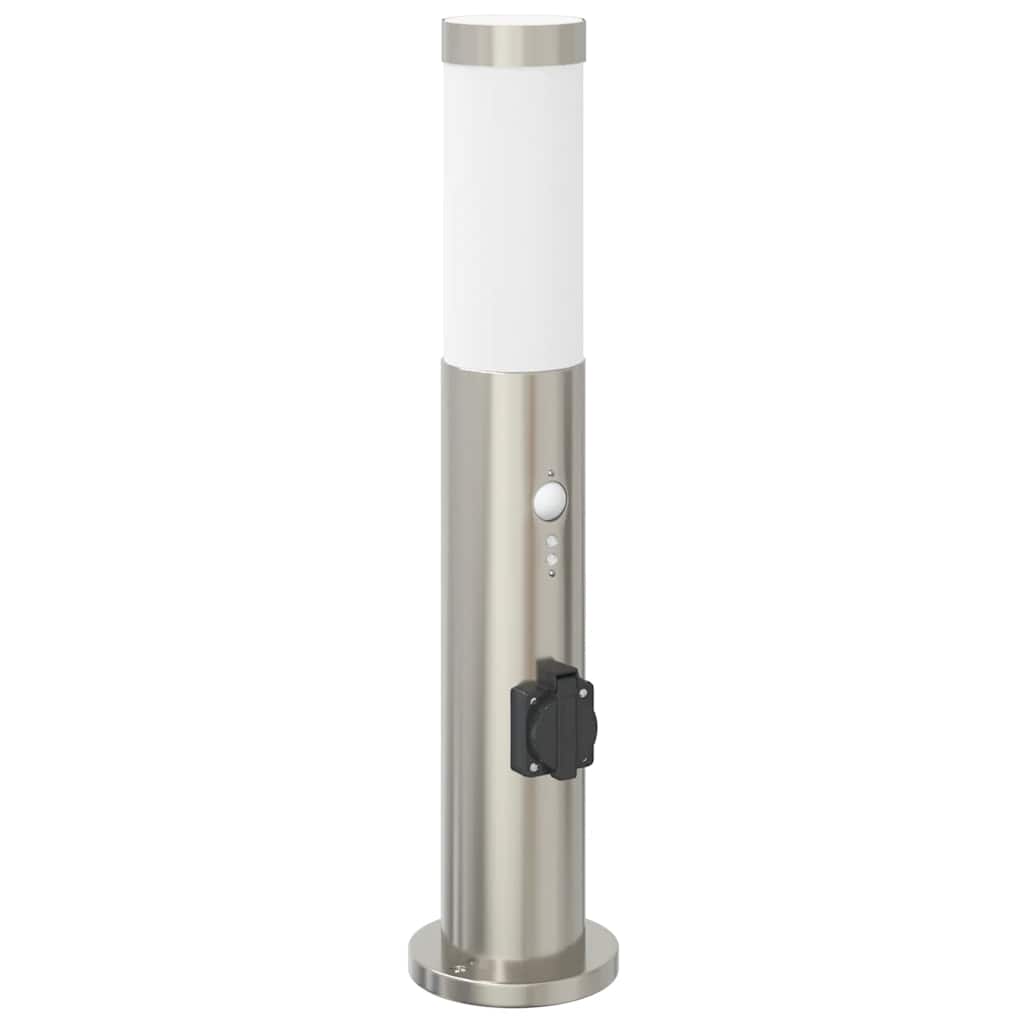 Bolderverlichting met sensor en stopcontact 50 cm roestvrij staal IP44