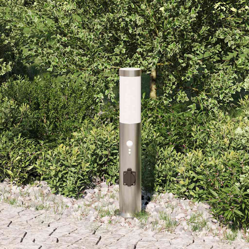 Bolderverlichting met sensor en stopcontact 50 cm roestvrij staal IP44