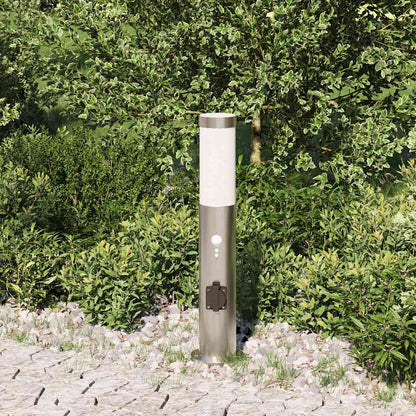 Bolderverlichting met sensor en stopcontact 50 cm roestvrij staal IP44